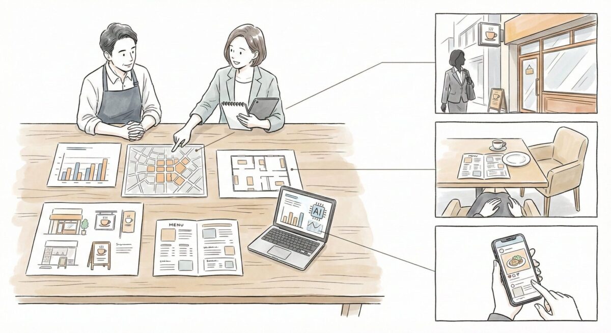 立地が9割-立地分析相談風景-飲食店の立地診断と店舗デザインの相談窓口